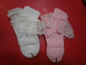 Toddler Girls Lace Dress Sock Socks Pink White  