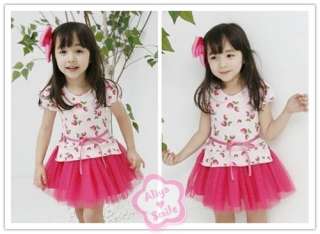 NWT HotPink Girls Strawberry Dress Spring Summer Dress Tutu Skirt SZ 