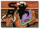 Peek&Boo Black Cats Mechanical Bull Riding Cowboy FuN   ACEO LE Print