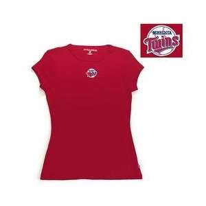 Minnesota Twins Womens Signature T shirt by Antigua Sport   Dark Red 
