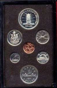 ROYAL CANADA MINT SET F 7 COINS 1977+FOLDER+CERTIFICATE  