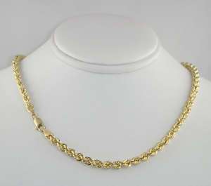 14K Yellow Gold Hollow Rope Chain Necklace 5mm 22  