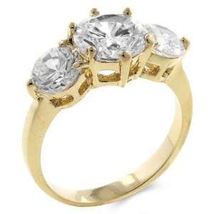    Three Stone CZ Diamond Vermeil Bridal Ring Glitzs Jewelry