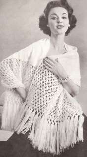 Vintage Crochet Lace Stole Shawl Evening Wrap pattern  