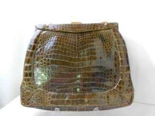 Vintage 1960s Crocodile Leather Purse Handbag Clutch Alligator Mad Men 