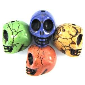    18mm multicolor turquoise carved skull beads 4 pcs