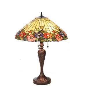 Meyda Tiffany 98911 Hollyhock   Two Light Table Lamp, Opaque Beige 