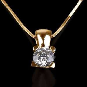  Holyland 0.5 ct Real Diamond Solitaire Pendant Yellow Gold 