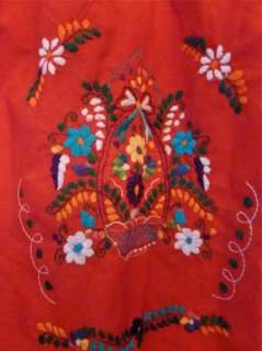 Vintage 70s Girls Mexican Embroidered Floral Ethnic BOHO Hippie 