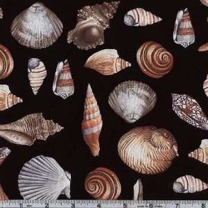    45 Wide Seashell Black Fabric By The Yard Arts, Crafts & Sewing