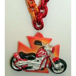   Orange Chain Link with Chopper Motorcycle Bead 40 Inch Toys & Games