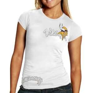 NFL Reebok Minnesota Vikings Ladies White Polka Dot Premium Washed T 