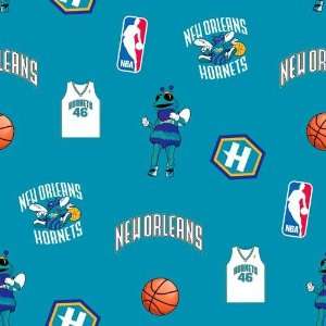  60 Wide NBA Fleece New Orleans Hornets Tossed Fabric By 