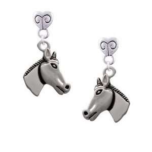  Horse Head Mini Heart Charm Earrings [Jewelry] Jewelry