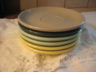 Boonton NJ Melmac Melamine Six Saucers Tableware Dishes Colors Mid 