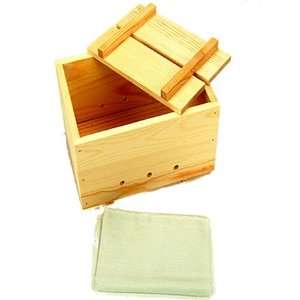 Cypress Wood Tofu Mold with Cheesecloth   Large Press for Making Tofu 