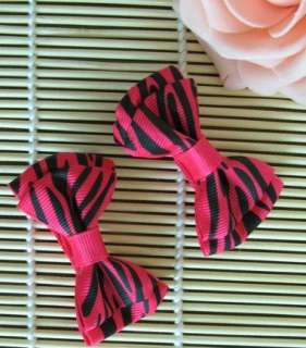 24pcs Baby Girls Infant Toddle Animals Leopard AlligatorClip Hair Bow 