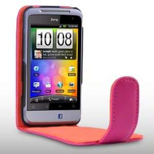 HTC SALSA SOFT PU LEATHER FLIP CASE BY CELLAPOD CASES HOT PINK