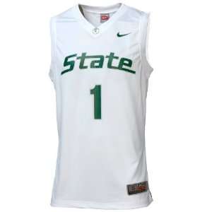  Nike Michigan State Spartans #1 White Replica Basketball 