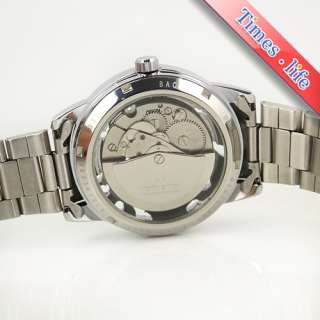Full Silver Automatic Mens Wrist Watch Stainless Steel See Through 