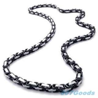Black Silver Stainless Steel Mens Necklace Links Chain AU319288 