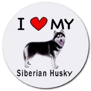  I Love My Siberian Husky Round Mouse Pad