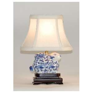  Small Blue & White Porcelain Bunny Table Lamp