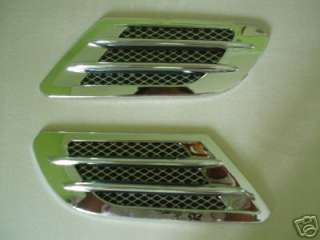 Side vents air flow scoops mesh Chrome sticker Pair New  