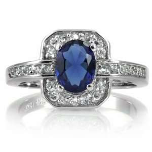  Meenas CZ Cubic Zirconia Blue Antique Sapphire Ring 