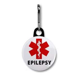  EPILEPSY Red Medical Alert Symbol 1 inch Black Zipper Pull 