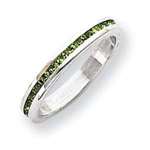  Sterling Silver 2.75mm Light Green Eternity Band Ring Size 
