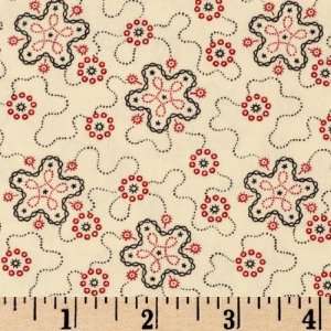  44 Wide Tanyard Creek Star Loops Red/Cream Fabric By The 