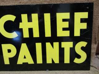 Vintage Doubled Sided Chief Paint Sign  Antique Old Metal Store 