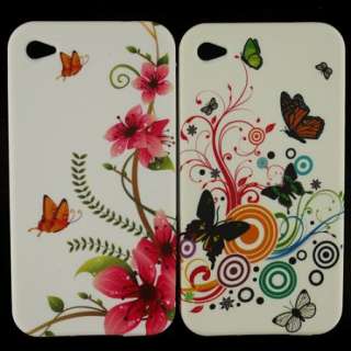 Hot sale 2pc new Flower Back Cover Skin case for Iphone 4 4th 4G 