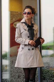 Womens Slim fit Luxury Long Coat Jacket Trench Outwear  