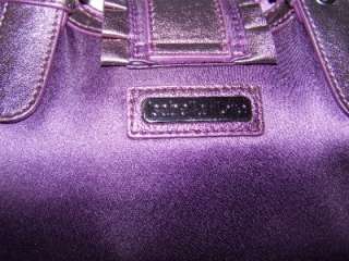 Isabella Fiore Purple Leather Ruffled Trim Metallic & Crystals Evening 