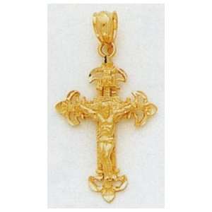  Fleur de lis INRI Crucifix   C252 Jewelry