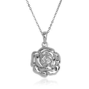  Sterling Silver Rose Pendant, 18 Jewelry