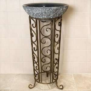  Scrolled Column Wrought Iron Sink Stand   Burnished Bronze 