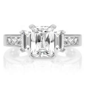 Jadas CZ Cubic Zirconia Emerald Cut Engagement Ring   1 