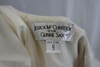 NWT Jessica McClintock Ivory Black Brocade Bow Dress 9  