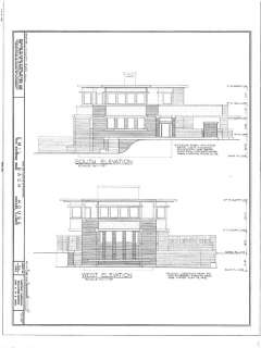Frank Lloyd Wright Prairie Home, brick, wood & stucco  