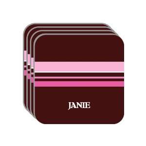 Personal Name Gift   JANIE Set of 4 Mini Mousepad Coasters (pink 