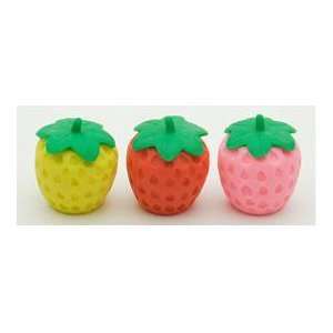  Japanese Pencil top Erasers 3 Pc   Strawberry Everything 