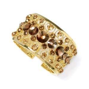  Jeweled Golden Brown Topaz Cuff Bracelet 