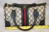 GUCCI VINTAGE GG CANVAS & LEATHER BOSTON SATCHEL MADE IN ITALY HANDBAG 