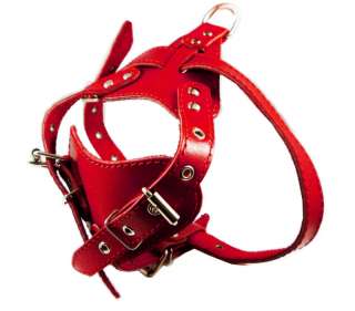 Leather Dog Harness Boston Terrier Small Red  