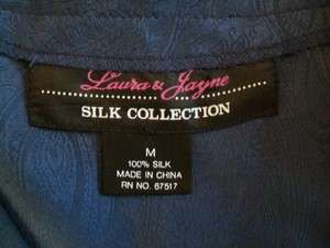 Laura & Jayne Silk Blue Paisley Blouse Size M  