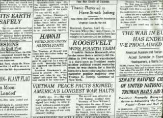 HISTORIC HEADLINES NEWSPAPER STORY Cotton Quilt Fabric  