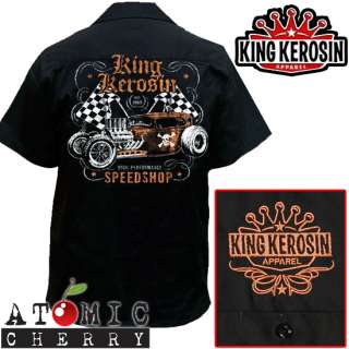 King Kerosin Speed Shop Work Shirt Rockabilly Punk New Hot Rod 